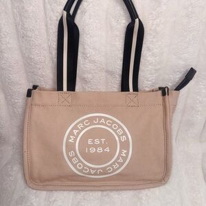 Marc Jacobs Tan Canvas Tote with Black Straps